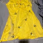 Sugar Thrillz Yellow Mini Dress with Mesh Sleeves and Pineapple Embroidery Size L Photo 5