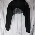 Fishnet Super Cropped Indie Sleeze Goth Hoodie Black Size M Photo 6