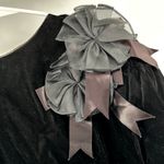 Vintage Scott McClintock Velvet Midi Dress Bow Applique Long Sleeve Black 8 Photo 2