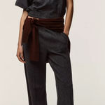 ZARA NWT 2 piece matching pants set charcoal gray zipper front collared top Photo 0