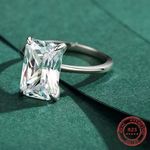 Sterling Silver SIZE 9 925 Emerald Cut CZ Ring Photo 1