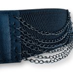 Deadstock Y2K Yik Fung Black Leather Stretch Waist Belt Chains NWT Statement Photo 2