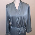 Women Satin Robe Silky Bridesmaid Robe Wedding Party Soft Kimono Bathrobe Blue Size L Photo 1
