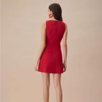 RIHOAS The Red V Neck Sleeveless Linen Mini Dress S 48 Photo 1