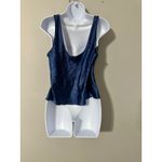 Victoria's Secret Navy Blue Floral Satin Cami Tank Top L Photo 3