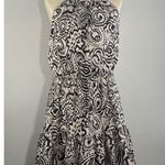 Dixie Womens Small Halter Neck Tiered Mini Dress Beige Paisley Floral Italy Made Brown Photo 14