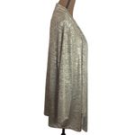 Calvin Klein New Metallic Flyaway waterfall gold foil cascading cardigan size L Photo 3