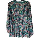 Matilda Jane Floral Crochet Lace Teal Vneck Long Sleeve Blouse Size XXL Photo 1