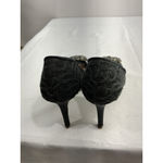 Nine West Womans  Jaquita Slip On Pumps 7 M Black Stiletto Peep Toe Brooch Detail Photo 3