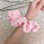 Jumbo Scrunchie Oversized Scrunchie Baby Pink Minky Simple Dots Scrunchie Photo 5
