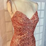 Aidan Mattox Aidan by Champagne Pink Sequin Side-Slit Lined Maxi Gown Size 4 Photo 2