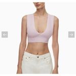 Aritzia Babaton Sculpt Knit Teal Crop Top Deep V-Neck Size Small Photo 7