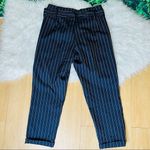 Paper bag high waisted belted style dress pants cropped size 7 Blue Photo 4