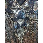 Women's Multicolored Floral Sequin Pure Silk V Photo 4