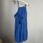 Socialite Dress Open Back Mini Blue Solid Textured Casual Neutral Summer Sun Photo 3