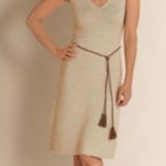 Soft Surroundings NWT  V-Neck Crochet Knit Tank Sheath Dress Beige Gold Metallic Photo 0