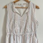 J.Crew  Shimmer Tie Front Midi Dress Size 12 Stripe Metallic Tiered Cotton Photo 4