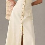 NWT Favorite Daughter The Lovesick Ruffle Strap Midi Dress in Ivory Size 14 Yellow Photo 0