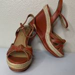 Coach Dalton Leather Espadrille Wedge Sandals Sz 5.5 B Terracotta/Ginger Color Photo 0