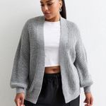 Topshop  Balloon Sleeve Grey Open Cardigan Chunky Sweater New! Photo 0