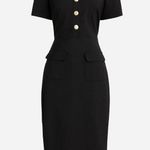 J.Crew NWT Collared Sheath in Black Bi-stretch Wool Blend Dress 6 $298 Photo 3