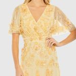 Mac Duggal 9207 Yellow Floral Embellished Flutter Sleeve Tiered Dress Photo 2
