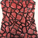 BKE Boutique Tank Medium Red Black Sequine Geometric Scoop Neck Lined Club Party Photo 2