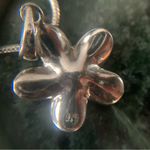 sterling silver plumeria Flower Pendant necklace CZ Center Brushed 20” 925 Photo 5