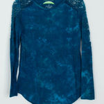 Earth Yoga Teal Blue Tie Dye Lace Long Sleeve Top Womens Size M Sustainable Size M Photo 0