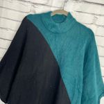 Alfani  Teal Black Colorblock Mock Neck Short Sleeve Sweater Women’s 1X Fuzzy Photo 4
