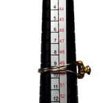 Gold Tone Vtg Ring Small Green Rhinestone Size 5.25 Floral Photo 3