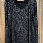 Apt. 9  Black Gold Metallic Cheetah Print Long Sleeve Rayon Stretchy Top XL NWT Photo 0