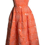 Rubber Ducky  Floral Rose Ball Gown M Coral Orange Strapless High Low Zipper Photo 0
