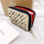 Christian Louboutin Authentic RARE Metallic Tri Toned Compact Zip Card Wallet Photo 6
