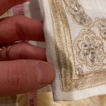 Anne Carson Linen Embroidered Beaded Midi Skirt Sz 6 Midi Slit Front Embellished Photo 13