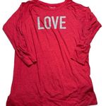 Victoria's Secret  “LOVE” Glitter Long Sleeve Sleep Shirt Sz Large - Red Silver Photo 0