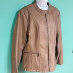 Mo-Ka Tan Faux Leather Jacket Photo 3