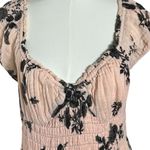 Free People Dainty Bohemian Gauze Forget Me Not Floral Midi Dress Blush Black XL Photo 6