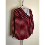 Delia's delia*s Women Plaid Shirt with hood Sz. Medium EUC BLK/Red Comfort layering Y2k Photo 4