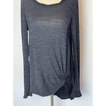 Everleigh Black And Gray Textured Knit Long Sleeve Twist Front Pullover Top S Photo 4