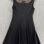 Maison Jules  Women's Dress Fit & Flare Black Beaded Yoke Size Small Solid Black Photo 0