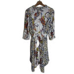 Fig And Flower Dress Womens Medium White Floral Paisley Boho Rayon 3/4 Sleeve Photo 8