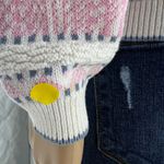 Park Ave. South (M) American VINTAGE 70s White Pink Knit Cardigan Sweater Size M Photo 6