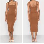 Good American  90s Tank Dress Sz 4 Rust Midi Lined Curve-hugging Photo 1