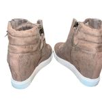 Steve Madden tan faux suede high top sneakers with side zip & faux laces size 7 Photo 5