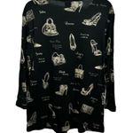 NEW Jess & Jane Black 3/4 Sleeve Cotton Fashion Shoes and Purses Top Size Small Photo 2