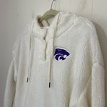 Colosseum K-State Cream Fuzzy 1/4 Button Up Hooded Pullover Top ~ Size M Photo 2