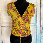 Heart and Hips Women Short sleeveless Ruched Drawstring Mesh Crop Top Size L Photo 0