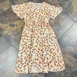 SheIn Curve Fall Floral Leaf Cinch Waist Short Sleeve Dress 1XL Photo 4