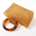 Amber Transparent Beaded Acrylic HandBag Wedding, Casual like Cult Gaia Custom Brown Photo 2